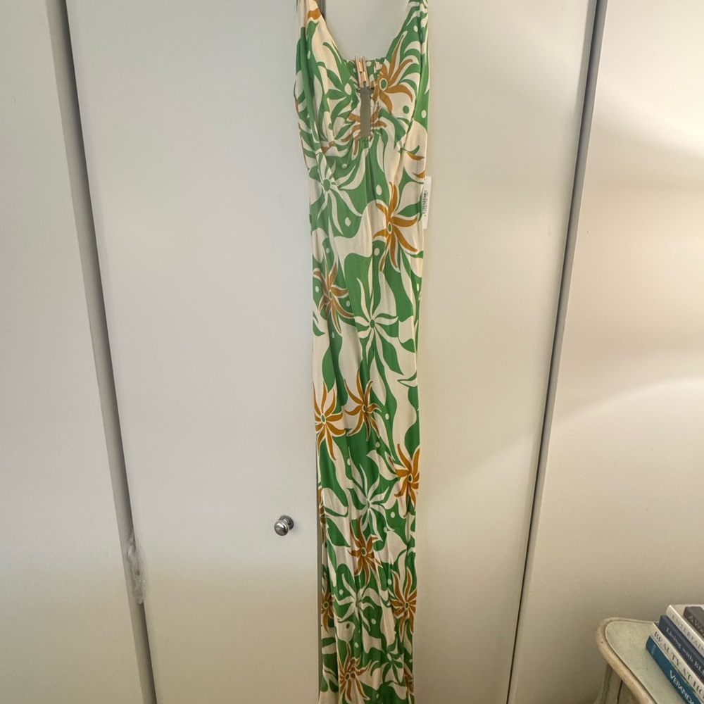 Astr Green and White Floral Maxi Dress